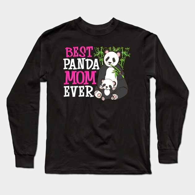 Cute Best Panda Mom Ever Adorable Panda Family Long Sleeve T-Shirt by theperfectpresents